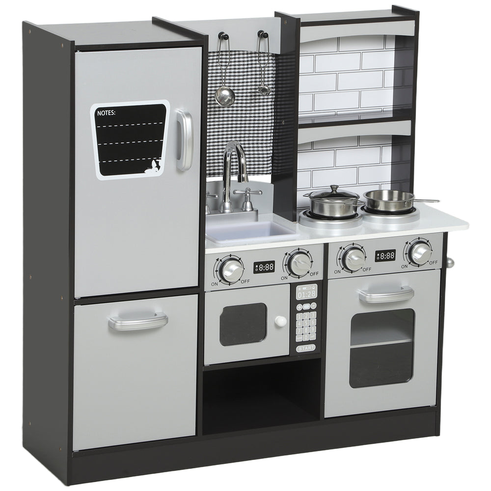 Cuisine pour enfant avec bouton de commande sonore et accessoires, marron foncé