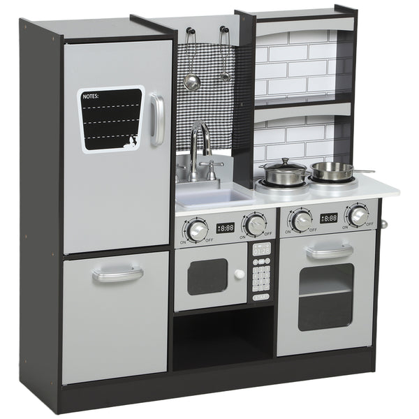 Cuisine pour enfant avec bouton de commande sonore et accessoires, marron foncé
