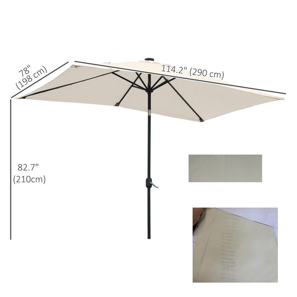 Parasol de 9,5 pieds avec 22 lumières solaires LED et inclinaison, beige