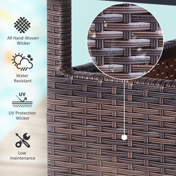 Table carrée en rotin synthétique avec trou pour parasol, pouvant servir de porte-parapluie, marron