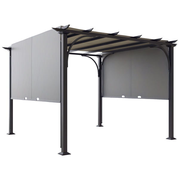 10' x 10' Outdoor Pergola Patio Gazebo Canopy Sun Shelter, Steel Frame, Grey