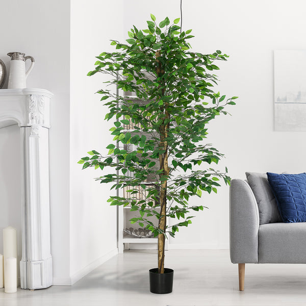 Artificial Ficus, 1.80 m tall, artificial indoor plant with pot, for interior decoration