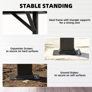 10' x 12.5' Outdoor Gazebo with Curtains and Netting, Double Roof Metal Patio Gazebo Canopy Shelter with Hook, Dark Grey