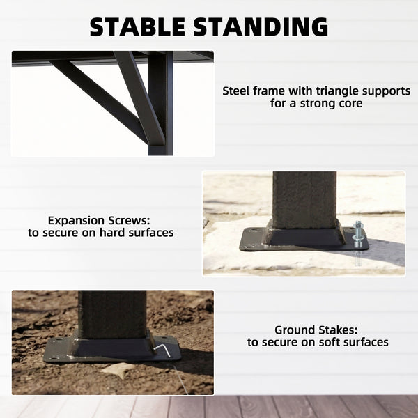 10' x 12.5' Outdoor Gazebo with Curtains and Netting, Double Roof Metal Patio Gazebo Canopy Shelter with Hook, Dark Grey