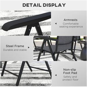 Lot de 2 chaises pliantes d'extérieur en osier avec dossier réglable, gris