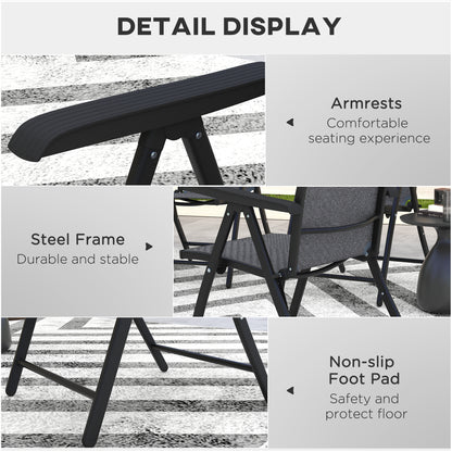 Lot de 2 chaises pliantes d'extérieur en osier avec dossier réglable, gris