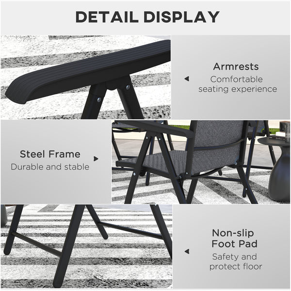 Lot de 2 chaises pliantes d'extérieur en osier avec dossier réglable, gris