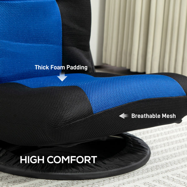 Chaise de sol pliante pivotante à 360 degrés, réglable sur 6 positions, bleu