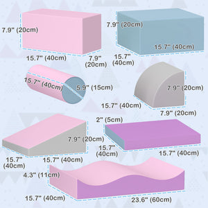 Lot de 7 blocs d'escalade en mousse souple modulaires pour enfants, rose/mauve
