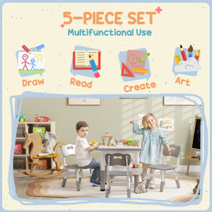 Ensemble table et chaises 5 pièces à hauteur réglable, gris