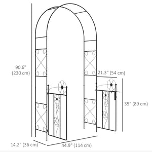 Arche de jardin en métal avec double portail, noir