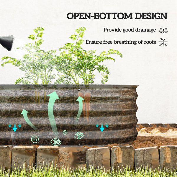 Jardinière surélevée galvanisée avec bordure de sécurité, noir