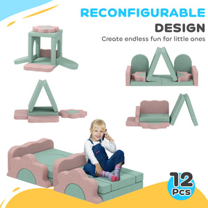 Jouets d'escalade 12 pièces avec piscine à balles (balles non incluses), vert