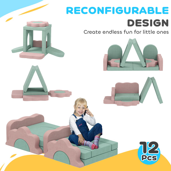 Jouets d'escalade 12 pièces avec piscine à balles (balles non incluses), vert