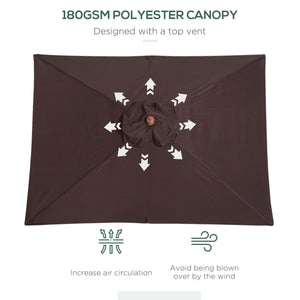6.6-foot square parasol with tilt mechanism, coffee color 