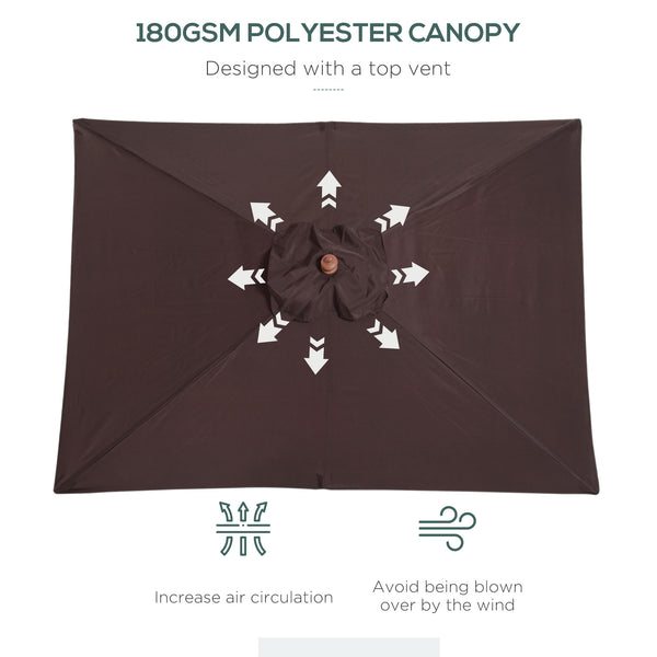 6.6-foot square parasol with tilt mechanism, coffee color 