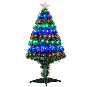Sapin de Noël artificiel en fibre optique LED pré-éclairé de 3 pieds avec support