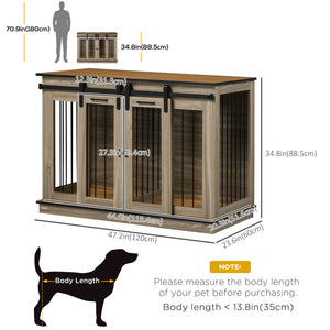Meuble cage avec panneau de séparation, chêne
