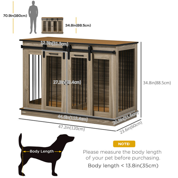 Meuble cage avec panneau de séparation, chêne