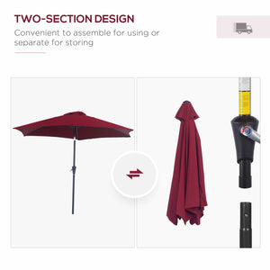 Parasol de terrasse de 8,5 pieds, rouge bordeaux