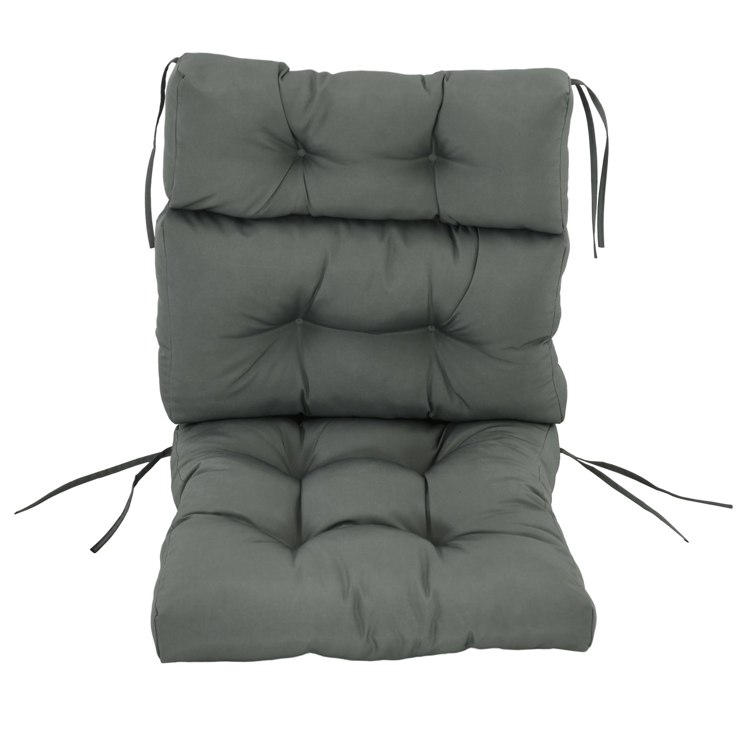 Coussin de remplacement pour chaise de patio d'extérieur, coussin touffeté avec rembourrage épais et attaches en corde, gris foncé