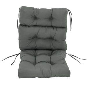 Coussin de remplacement pour chaise de patio d'extérieur, coussin touffeté avec rembourrage épais et attaches en corde, gris foncé