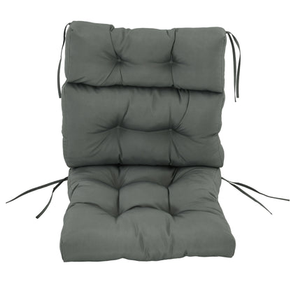 Coussin de remplacement pour chaise de patio d'extérieur, coussin touffeté avec rembourrage épais et attaches en corde, gris foncé
