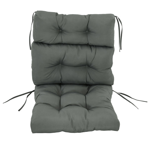 Coussin de remplacement pour chaise de patio d'extérieur, coussin touffeté avec rembourrage épais et attaches en corde, gris foncé