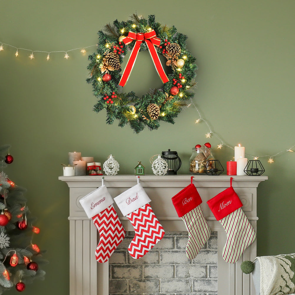 Couronne de Noël de 61 cm pré-éclairée avec 20 LED