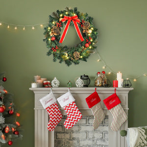 Couronne de Noël de 61 cm pré-éclairée avec 20 LED