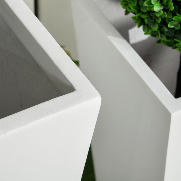 Ensemble de 2 grands pots de fleurs avec trous de drainage, blanc