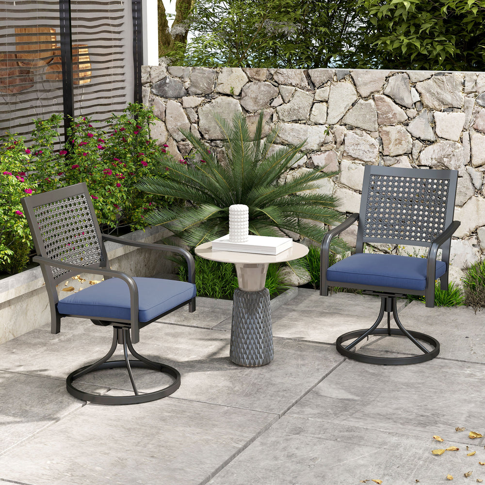 Ensemble de 2 fauteuils pivotants avec coussin, bleu marine