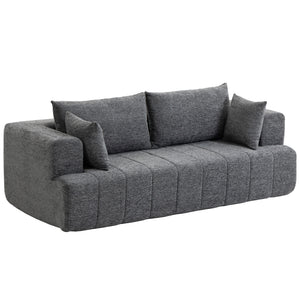 Canapé 3 places gris en chenille avec assise épaisse et ressorts ensachés, gris