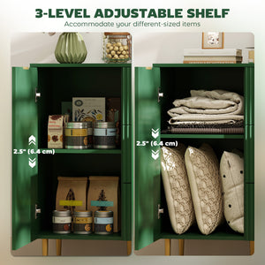Meuble de rangement de cuisine moderne avec 3 tiroirs et étagères réglables, vert