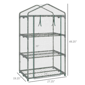 3-tier mini greenhouse with fixing clips