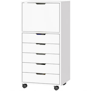 Mobile File Cabinet with 5 Drawers and Printer Stand for Home Office White