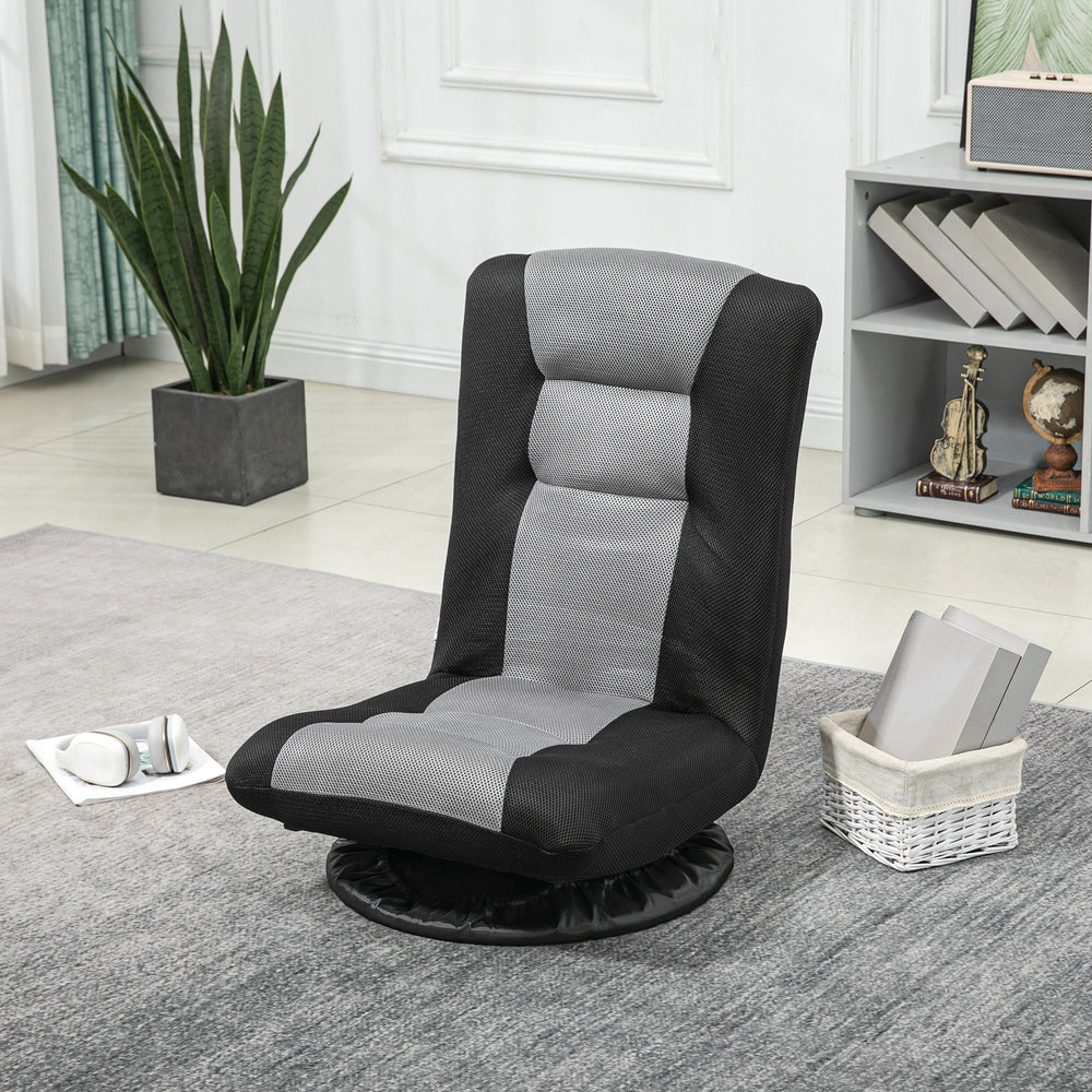 Chaise de sol pliante pivotante à 360 degrés, réglable sur 6 positions, noire