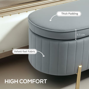Banc de chambre rembourré capitonné avec pieds en métal, gris