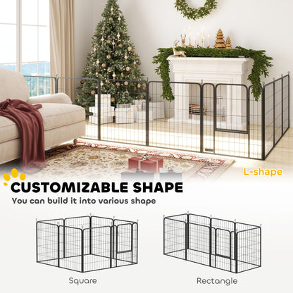 Parc pour chien PawHut 99 cm, intérieur/extérieur, portable et pliable, 8 panneaux, avec porte et sangle, pour grands chiens