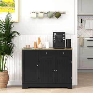 Buffet moderne avec tiroir, étagère réglable, 3 portes, pour salle à manger, noir