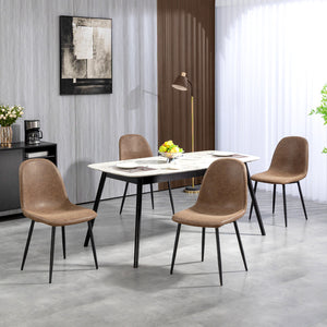 Lot de 4 chaises de salle à manger rétro rembourrées en cuir synthétique