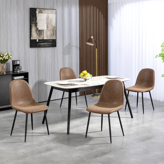 Lot de 4 chaises de salle à manger rétro rembourrées en cuir synthétique