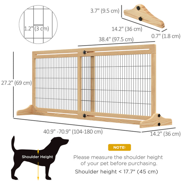 Freestanding Wooden Pet Gate with Support Feet