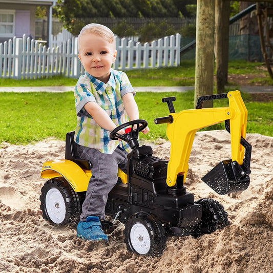 Tracteur à pédales pour enfants de 3 ans, jaune