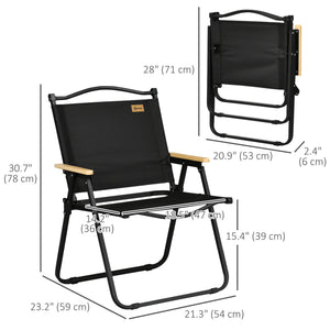 Camping Chair, Lightweight Folding Chair, Portable Armchair, Excellent for Festivals, Fishing, Black