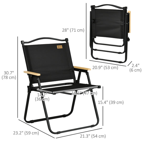 Camping Chair, Lightweight Folding Chair, Portable Armchair, Excellent for Festivals, Fishing, Black