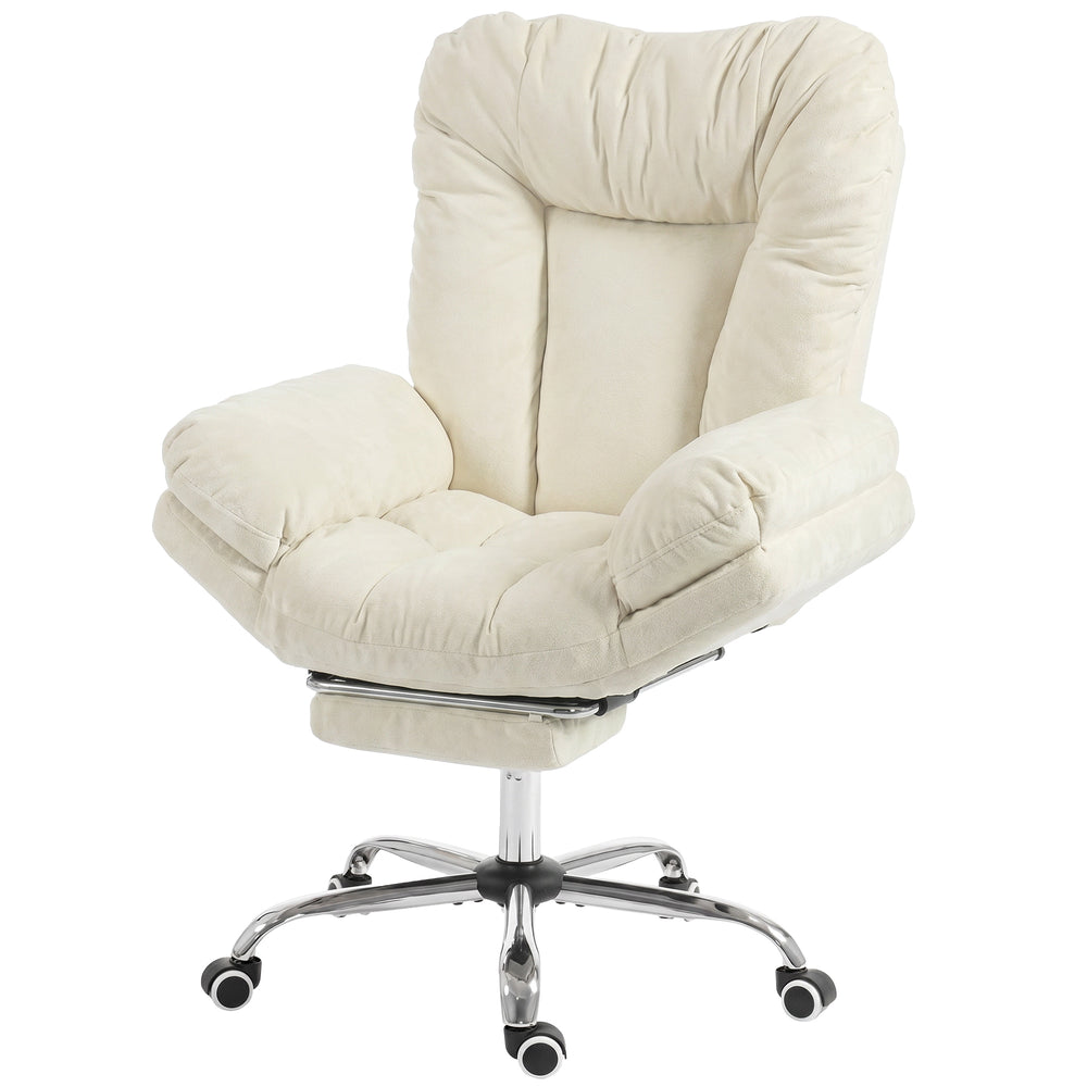 Fauteuil de bureau large avec repose-pieds, beige