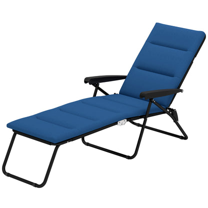 Chaise longue inclinable avec dossier réglable sur 6 positions, bleu