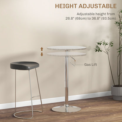 Table de bar réglable pour 2 personnes, ronde avec plateau en rotin synthétique et base en acier, gris