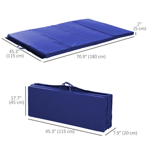 Tapis de gymnastique pliable 4'x6'x2'', avec poignées de transport, bleu